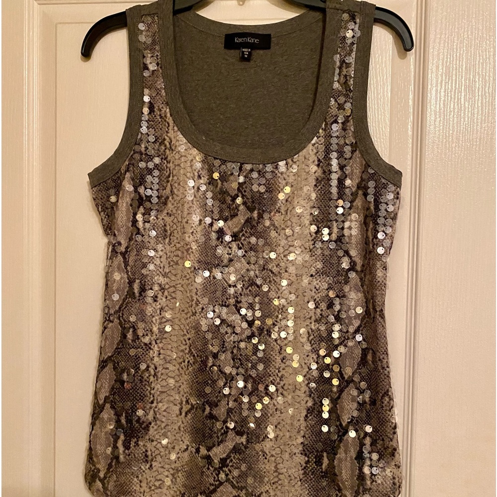 Karen Kane snake skin, sequenced dress tank top.